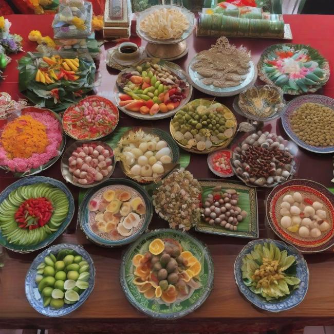 Hình ảnh các tráp lễ ăn hỏi được chuẩn bị tươm tất, xếp thành hàng